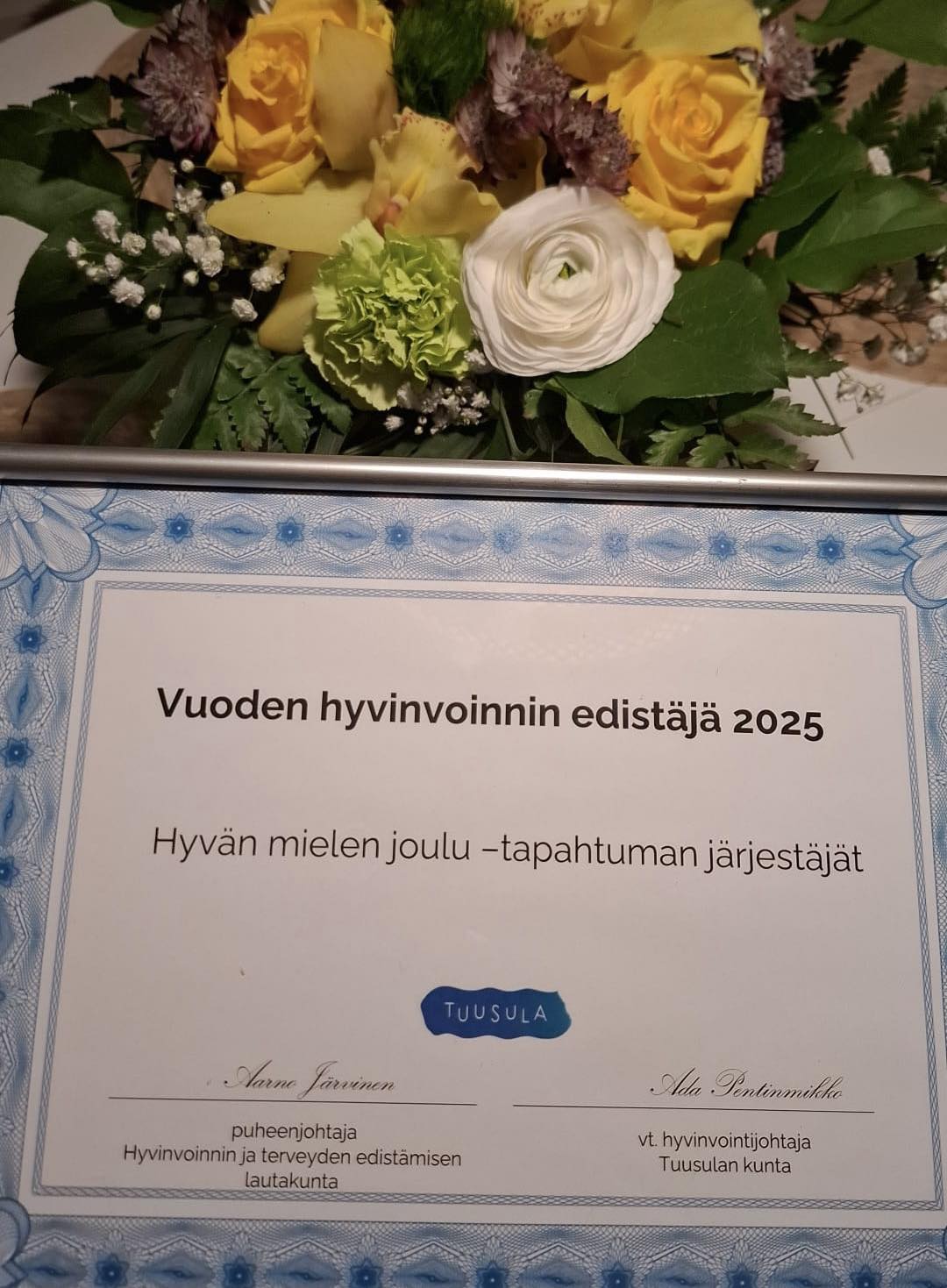 vuoden hyvinvoinnin edistäjän diplomi 2025