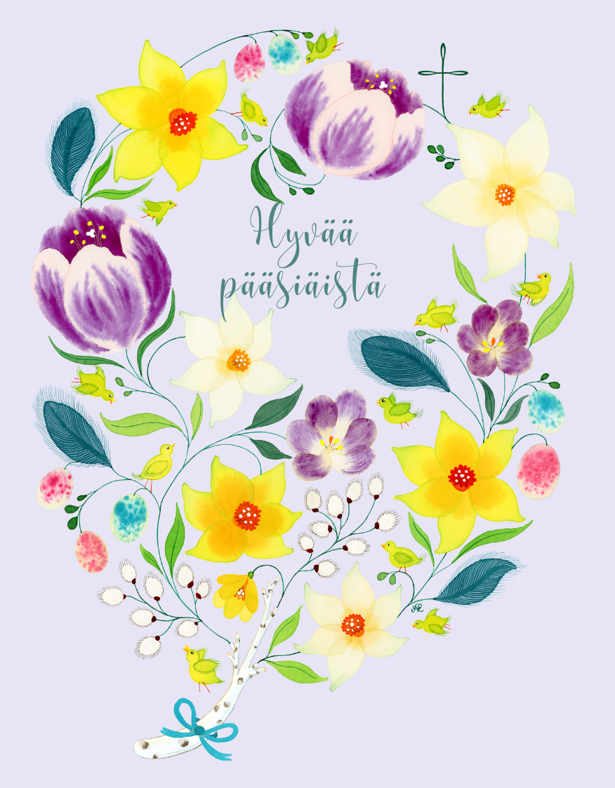 Hyvää pääsiäistä -kuvitus