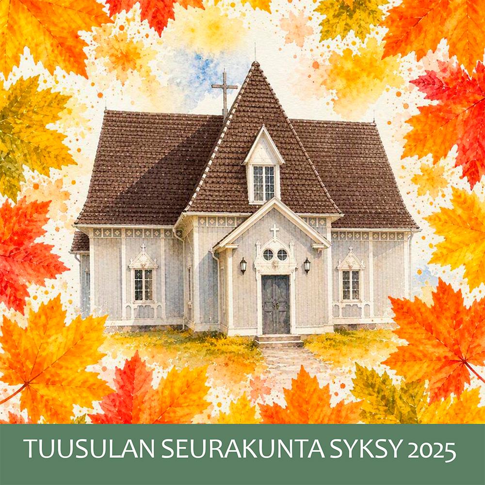 Tuusulan kirkko syksyisten lehtien ympäröimänä